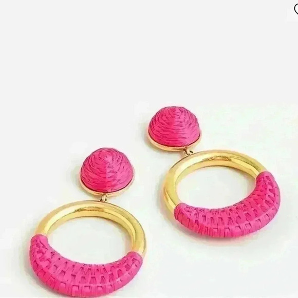 J. Crew Jewelry - J Crew Faux-raffia-wrapped hoop earrings